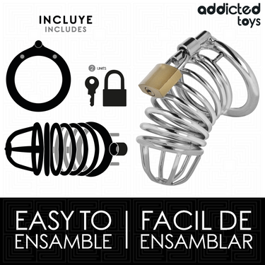 Gabbia di Castità in Metallo Addicted Toys per Controllo Sicuro e Durevole